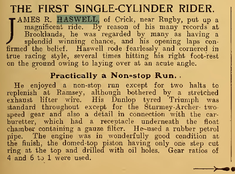 Haswell at the 1912 TT